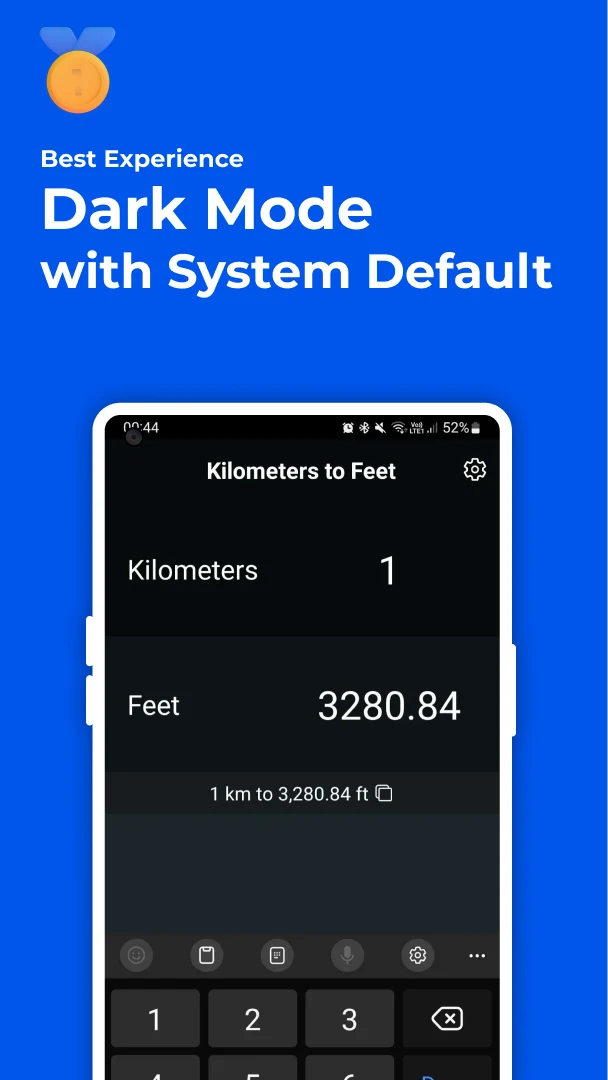 Kilometers to Feet Converter screenshot